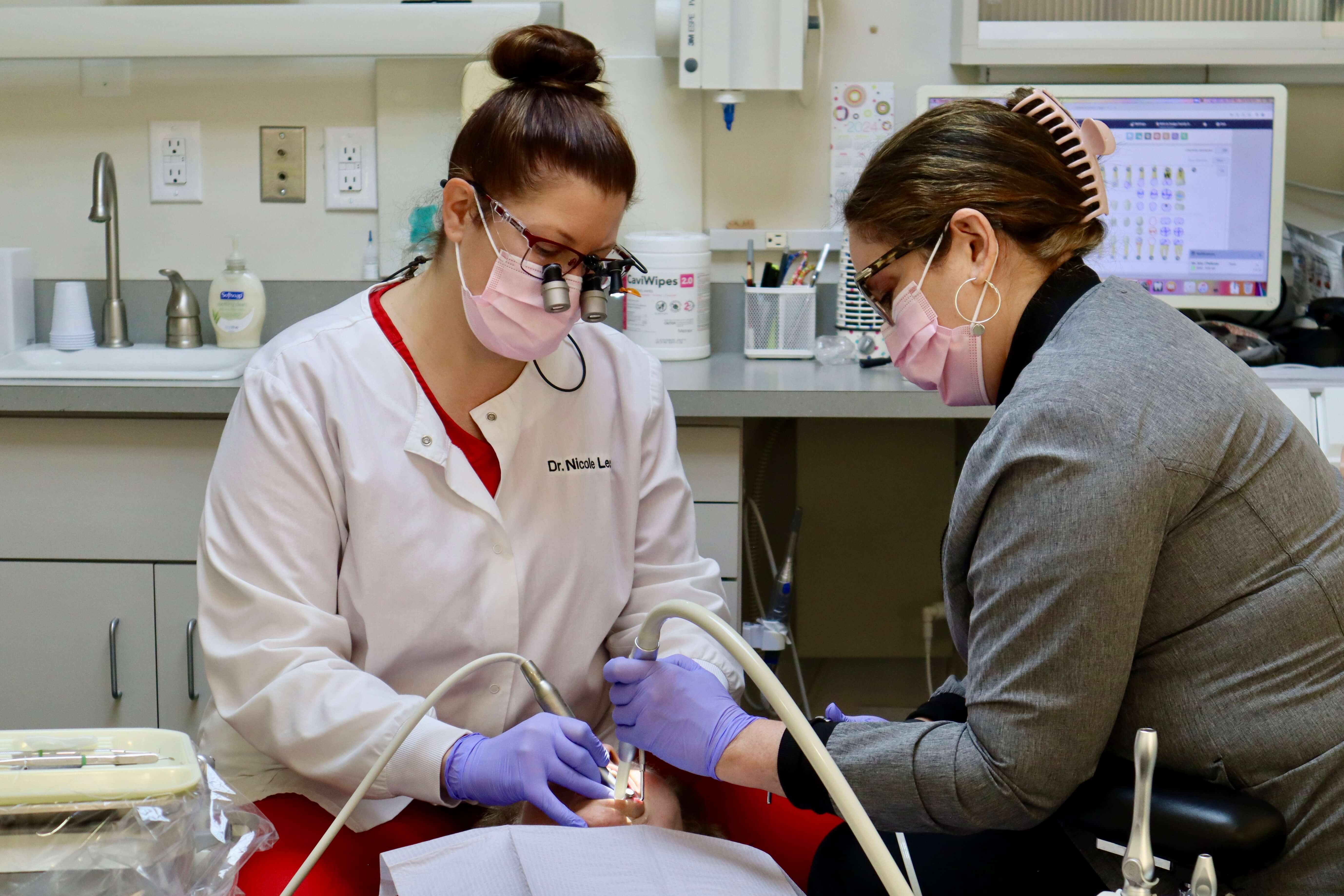 Close-up of a restored tooth